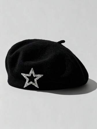 Grunge Punk 1 Barett im einfachen Diamantstern-Stil, Herbst- und Winter-Wildleder-Barett, tägliches personalisiertes Modeaccessoire