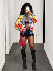 BamGleam Áo khoác bóng chày nữ dài tay in chữ, có khóa kéo, kiểu dáng thường ngày, áo khoác mùa đông nữ, áo mùa đông cho nữ, áo mùa đông cho nữ, áo mùa đông nữ, áo cho năm mới, áo khoác năm mới, áo khoác Y2K thường ngày, áo khoác tay dài nữ, áo khoác in họa tiết, áo khoác thời trang bán chạy, áo khoác đồ họa. - Màu xanh lam - Xem 6