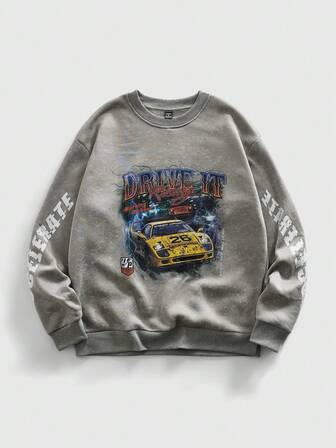 Street Life Men's Car Portrait Print Pullover Pullover Sweatshirt