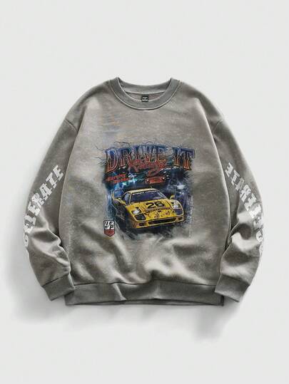 Street Life Men's Car Portrait Print Pullover Pullover Sweatshirt