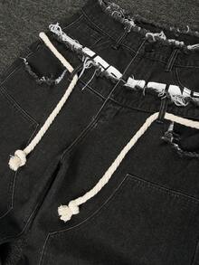 Manfinity EMRG Quần jean ống đứng dáng rộng cạp cao thời trang nam - màu đen - Xem 7