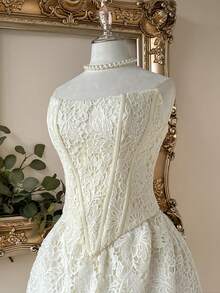 Lovelzi Elegant, Romantic, Fashionable White Lace Fabric Mermaid Hem Dress, Suitable For Single Party, Wedding, Graduation, Vacation, Afternoon Tea, Bridal Shower