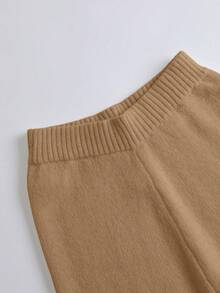 Franclia 2件套女士休闲宽松时尚优雅通勤高品质针织毛衣套装，秋冬季 - 駝色 - 查看 4