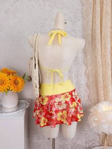 Bellisia Bộ bikini 3 mảnh họa tiết hoa cho lễ hội âm nhạc bãi biển mùa hè dành cho nữ - Nhiều màu - Xem 2