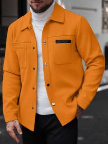 Manfinity CasualCool Chaqueta casual de unicolor para hombres, adecuada para otoño e invierno - Amarillo - Ver 3