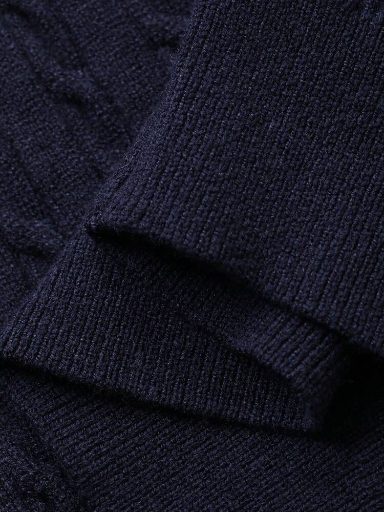 Young Girl Contrast Color Polo Neck Long Sleeve Casual Loose Sweater