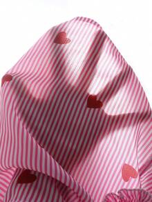 SHEIN 2件套 女童可爱条纹爱心印花短袖上衣 - 粉色 - 查看 4