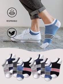 10 pares Calcetines para hombre a rayas,tines deportivos o informales - Multicolor - Ver 5