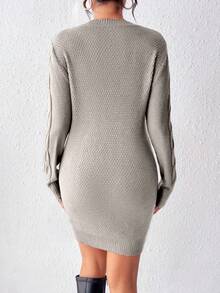 Rafferiza Women's Twist Knit Sweater Dress For New Year Clothes - Light Grey - View 2