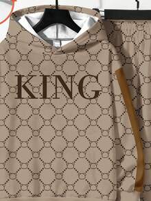 2 件 KING 青少年男孩休闲简约长袖连帽运动衫套装，适合秋冬季 - 彩色 - 查看 5