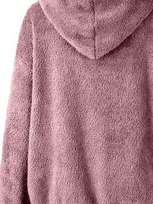 INAWLY Plus Size Women's Solid Color Contrast Color Faux Fur Collar Long Sleeve Jacket, Winter Fall Autumn - Red Violet - View 4