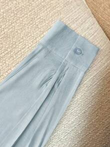 Resyla 女士骑士刺绣插肩袖纽扣半门襟休闲口袋衬衫 - 淺藍色 - 查看 3