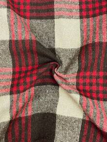 EMERY ROSE 女士格子披肩袖优雅宽松羊毛大衣，秋冬款 - 棕色 - 查看 7