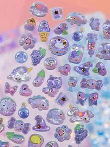 Joivida 1 miếng dán 3D nổi, hình động vật hoạt hình dễ thương như chim cánh cụt, mèo, thỏ, khủng long, nhãn dán trang trí DIY cho sổ lưu niệm, sổ tay, ốp điện thoại, túi xách và trang trí cửa sổ, nhãn dán đặc, nhãn dán nhật ký, nhãn dán trao đổi với bạn bè - Nhiều màu - Xem 5