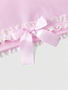 ROMWE J-Fashion Áo sweatshirt nữ tay dài dáng lửng, vai rớt, đính đá và chữ cái, điểm nhấn nơ. - Hồng - Xem 3