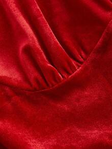 SHEIN MOD 女士红色天鹅无肩带中长连衣裙，红色连衣裙，派对女士连衣裙，晚宴连衣裙，女士连衣裙，正式女士连衣裙，优雅连衣裙，红色女士连衣裙，化装舞会连衣裙 - 酒紅色 - 查看 4