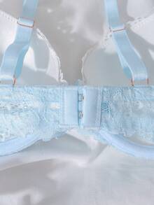 DelicateAllure Women's Color Block Lace Patchwork Camisole Bra Lace Bracute Bras - Baby Blue - View 5