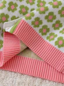 Bộ áo len cardigan dệt kim jacquard nhiều màu họa tiết thu đông cho bé gái - Hồng - Xem 8