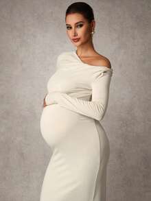 MaterniChic Maternity Clothes Maternity  Dress Spring And Summer Pregnant Clothes Apricot Dress There Are Bullets Elegant Party - Apricot - View 1