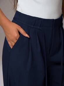 SHEIN Forever 21 春夏女装浪漫/舞会/正式/生日/90年代/商务休闲/优雅/西式/外出/时尚/休闲/千禧年/夜店/办公室/鸡尾酒会/复古/紧身/锐舞节/趣味/优雅/老钱/街头风/度假/乡村音乐会/工作/端庄/春假/单身派对/演唱会/酷炫/基础款/毕业/低腰/宽松/阔腿裤 - 藏蓝色 - 查看 4