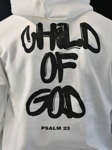 Devon Thys 男式字母印花长袖抽绳休闲连帽运动衫，返校季，秋冬 - 白色 - 查看 3