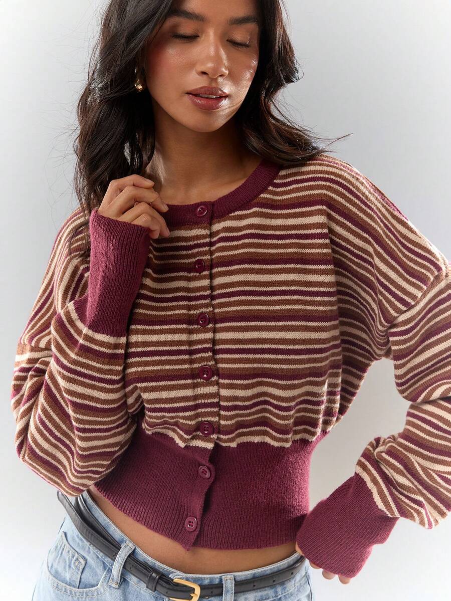 Glamine Cardigan court à épaules tombantes pour femmes, automne/hiver, hiver pour femmes, pulls femme, cardigans courts, hauts en tricot, cardigans femme