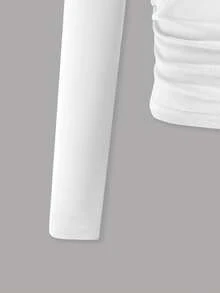 Sparklyn 两件套时尚女童印花上衣和直筒工装裤套装，白色长袖衬衫和裤子，时尚休闲街头风 - 彩色 - 查看 3