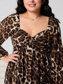 Váy xòe ngắn họa tiết da báo thu/đông 2025, đa năng cho các buổi đi chơi, hẹn hò, thường ngày, đi làm, tụ tập, thời trang thành thị, cỡ lớn - Nhiều màu - Xem 5