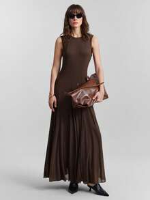 Ontre 2026 Frühling/Sommer Neue Damenmode, Business Lässig Vintage Elegant Vielseitig Basics, Nashville Bekleidung, Valentinstag Outfit, Einfarbiges Träger Camisole für Damen, Stadtverkehr, Business Lässig Damenbekleidung, Hochzeitsgast, Satin Maxikleid in Zartrosa, Damen Strick Strukturiertes Rundhals Khaki Elegantes Abendkleid, Abschlussfeier - Khaki - Übersicht 2