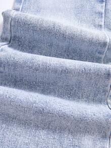 Tween Girls Jeans, Versatile Casual Flare Leg Jeans With Distressed Wash, Elastic Waist, Suitable For Spring, Summer, Autumn, Winter