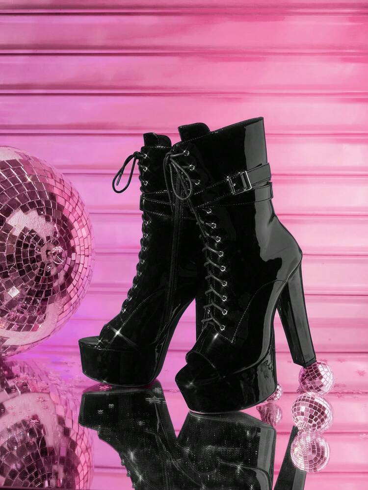 CUCCOO LuxiPop Bottes de cheville à talons compensés sexy et à la mode pour femmes, imperméables et avec plateforme. Convient pour Halloween, Noël, soirées et sorties en boîte de nuit