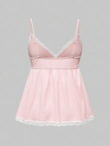 ROMWE 女士罗纹蕾丝吊带背心和短裤休闲睡衣套装，情人节礼物