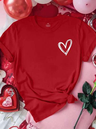 EMERY ROSE 大码爱心T恤 女款，情人节T恤，手绘爱心T恤，爱心T恤，女友T恤，妻子T恤，可爱爱心，可爱爱情T恤