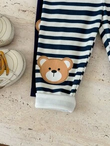 Pixure   2pcs Baby Boy Knitted Striped Bear Pattern Casual Pants Set,,Pants,,Baby Boy Clothes,ملابس شتويه - Multicolor - View 6