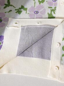 少女百搭时尚紫色花卉针织开衫 - 复古花卉提花，长袖，适合秋冬季节，柔软舒适，时尚百搭，适合日常穿着、节日庆典、外出游玩、旅行度假、居家穿着以及返校季。花卉开衫毛衣，纽扣长袖花卉衬衫，夏季外套 - 杏色 - 查看 7