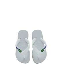 Havaianas Brazil Logo Unisex Flip Flops Green Olive 4110850-5983 - White - View 3