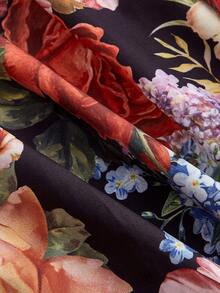 SHEIN MOD 复古宫廷风印花红色女式连衣裙 新年夜装扮 吊带长裙