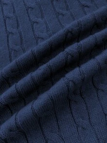 Franclia 时尚博主灵感二合一拼布针织短款开衫，欧美风海军蓝开衫毛衣粗针织开衫女式学院风毛衣海军蓝开衫领口开衫