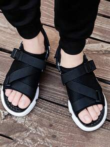 Sandalias deportivas negras para hombre con doble función, sandalias de hombre, tenis para hombre, pantuflas de hombre, tenis de hombre, sandalias de playa, tenis hombre, adecuadas para actividades al aire libre, ropa de playa y deportes informales cotidianos sandalias. - Blanco y Negro - Ver 4