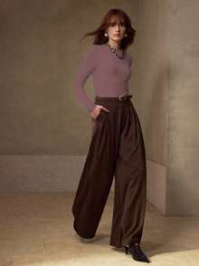 MOTF PREMIUM Áo thun nữ cổ tròn tay dài thời trang, co giãn cao, màu trơn, thân thiện với da, đa năng - Màu Hồng Tươi - Xem 5