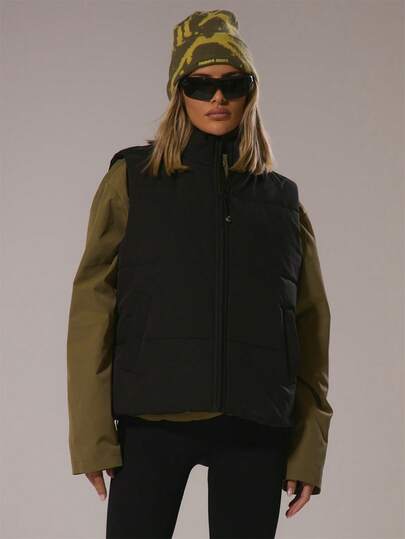 Musera Sport Sport Padded Puffer Zip Through Gilet Padel Winter Activewear Sport Gym Workout Explorer