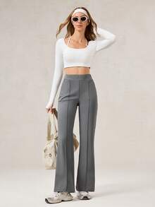 OutZeal 女士运动裤 休闲凉爽触感弹力阔腿带拉链口袋 - 灰色 - 查看 5