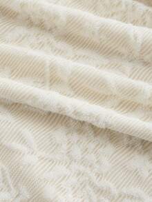 SHEIN X ELOISA & ORSON SHEIN MOD 女士白色蕾丝提花喇叭袖短款针织连衣裙，新年女士连衣裙 - 白色 - 查看 4