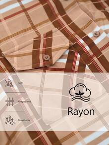 Aalyst Women's Brown Checkered Elegant Luxury Christmas Party Casual Maxi Shirt Dress,Autumn Occasion Vintage Plaid Shirt Collar Open Front Pocket Belt Waist - Multicolor - View 3
