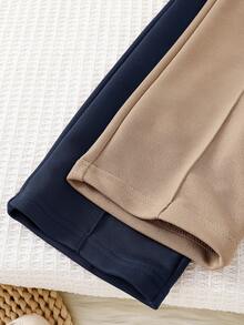 SHEIN 2pcs Baby Boys Grey & Black Thermal Lined Loose Wide Leg Pants, Contrast Drawstring Waist, All-Match Versatile Casual Wear For School, Home, Outings, Fashionable For Autumn/Winter Long Baby Shorts For Boys - Multicolor - View 5