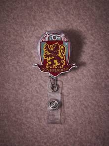 HARRY POTTER X SHEIN 1个时尚流行卡通系列亚克力印花钥匙扣，奢华小众情侣休闲款，可弹力，360°旋转，时尚实用 - 銀色 - 查看 1