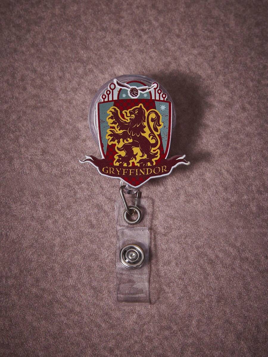 HARRY POTTER X SHEIN 1个时尚流行卡通系列亚克力印花钥匙扣,奢华小众情侣休闲款,可弹力,360°旋转,时尚实用 - 銀色 - 查看 1