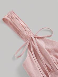 SHEIN MOD Solid Ruffle Hem Cami Dress - Baby Pink - View 3
