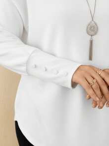 Rosumi Áo thun nữ cỡ lớn dáng rộng, cổ tròn, vai rớt, tay dài, thích hợp cho mùa thu, kỳ nghỉ, mùa xuân, ngày Valentine, đi chơi, mẫu mới 2026, đơn giản và thời trang cho mặc hàng ngày, đầu xuân. - trắng - Xem 4