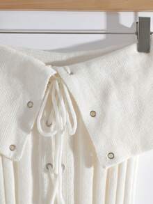 Modelyn 女士优雅船领修身毛衣和交叉腰带裙两件套，秋冬 - 杏色 - 查看 7